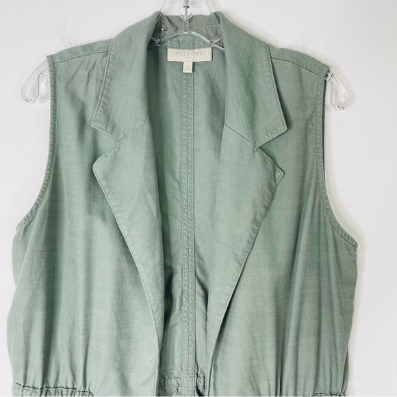 Talbots green cargo cinch preppy coastal open vest medium - Picture 2 of 6